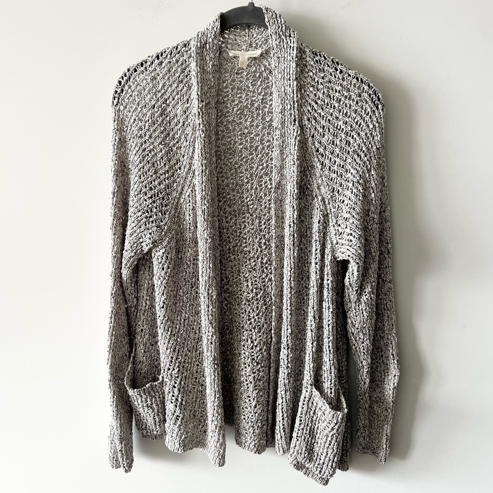 Eileen Fisher Open Knit Cardigan Cotton Pockets B
